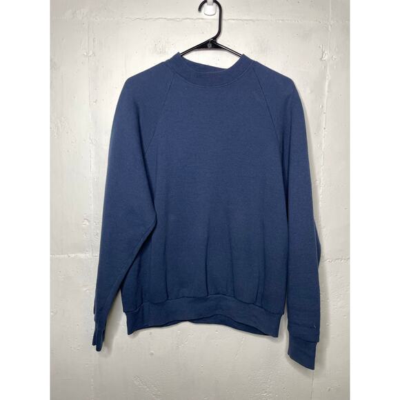 Vintage Fruit of the Loom BLANK Navy Blue Crewneck Sweatshirt Pullover Large - Picture 1 of 6